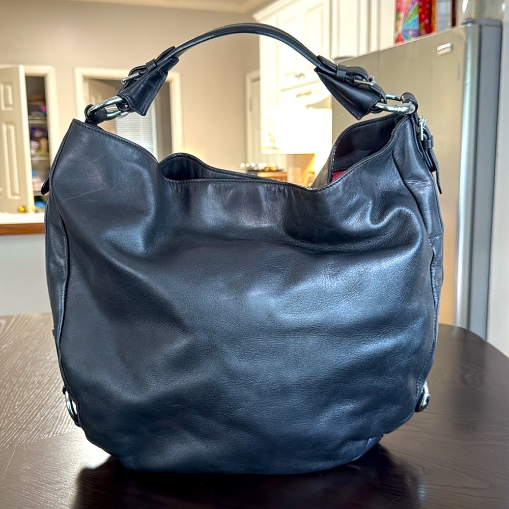 Ralph Lauren Elegant Black Leather Hobo Shoulder Bag